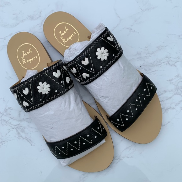 Jack Rogers Adair Black/White Sandals Size 8.5 - Picture 2 of 13